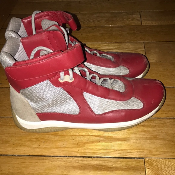 PRADA Red high top America’s Cup sz 12 Authentic - Picture 2 of 4